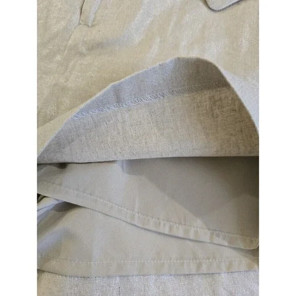 Nine West Metallic Linen Blend Shorts Belted High Waist Gold Beige Womens Small - Picture 11 of 12
